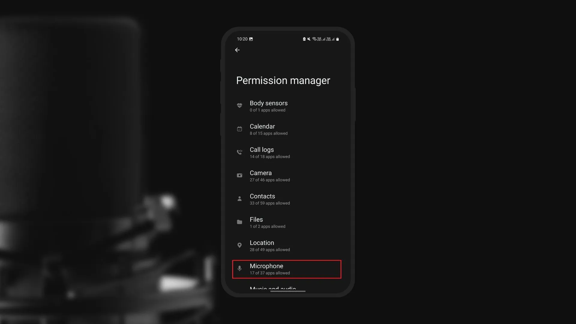 The microphone section in the Permission Manager (Image via Sportskeeda)