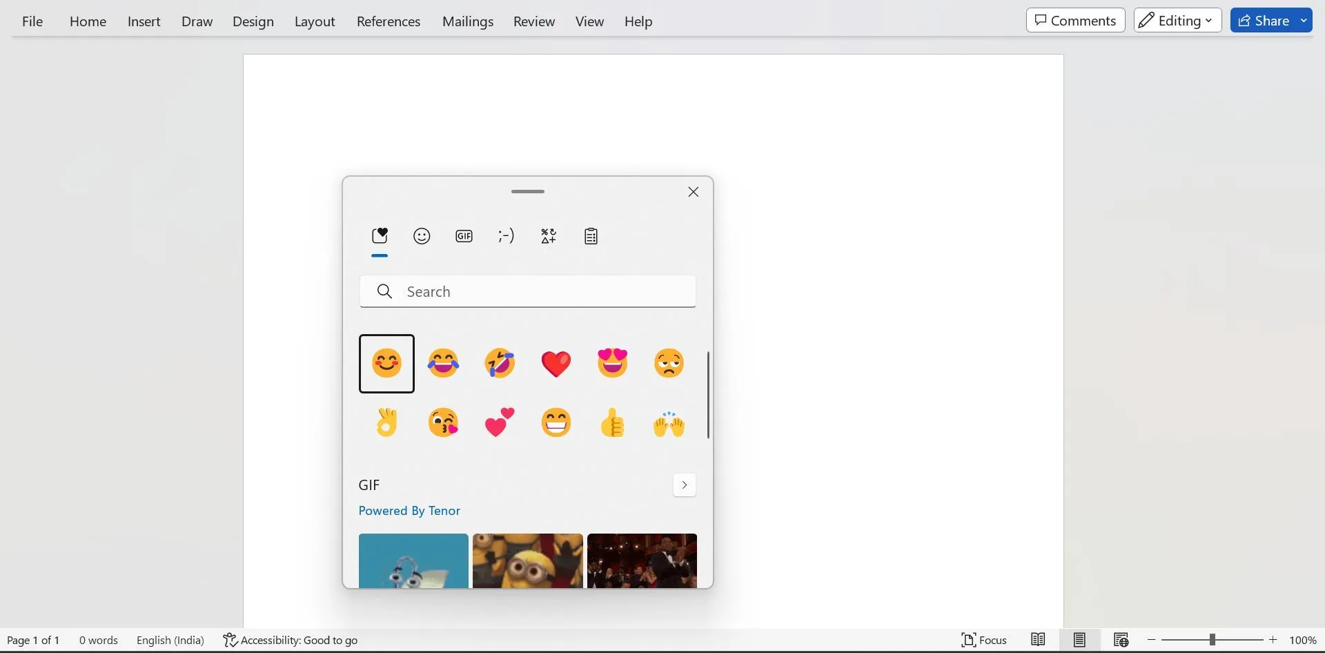 Emoji-tabblad in Windows 11 (afbeelding via Sportskeeda)