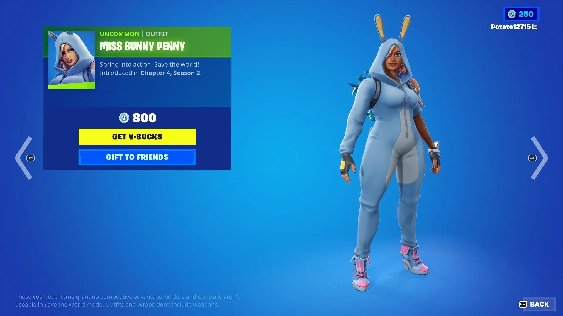 Miss Bunny Penny Outfit is verkrijgbaar in de Item Shop voor 800 V-Bucks (Afbeelding via Epic Games/Fortnite)