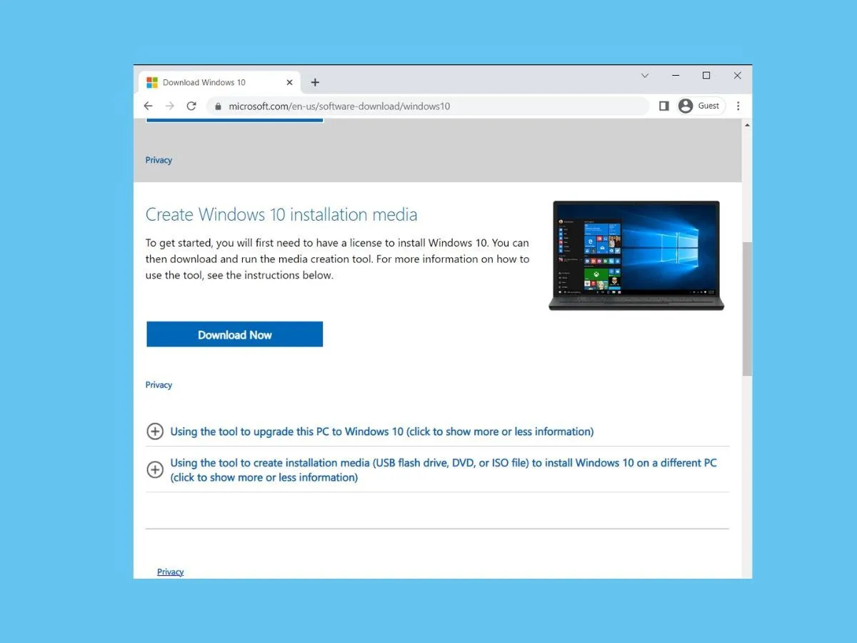 Seção de download (imagem via Microsoft)