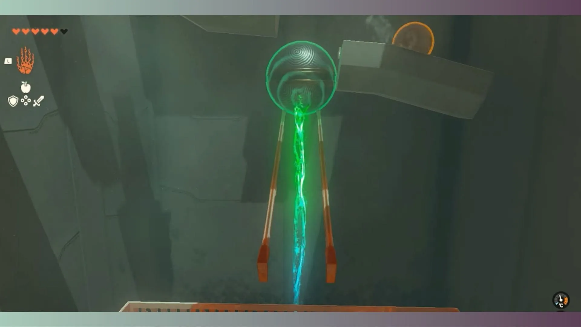 Posiziona la palla grande sulla ringhiera di metallo usando Ultrahand (Immagine tramite Nintendo)