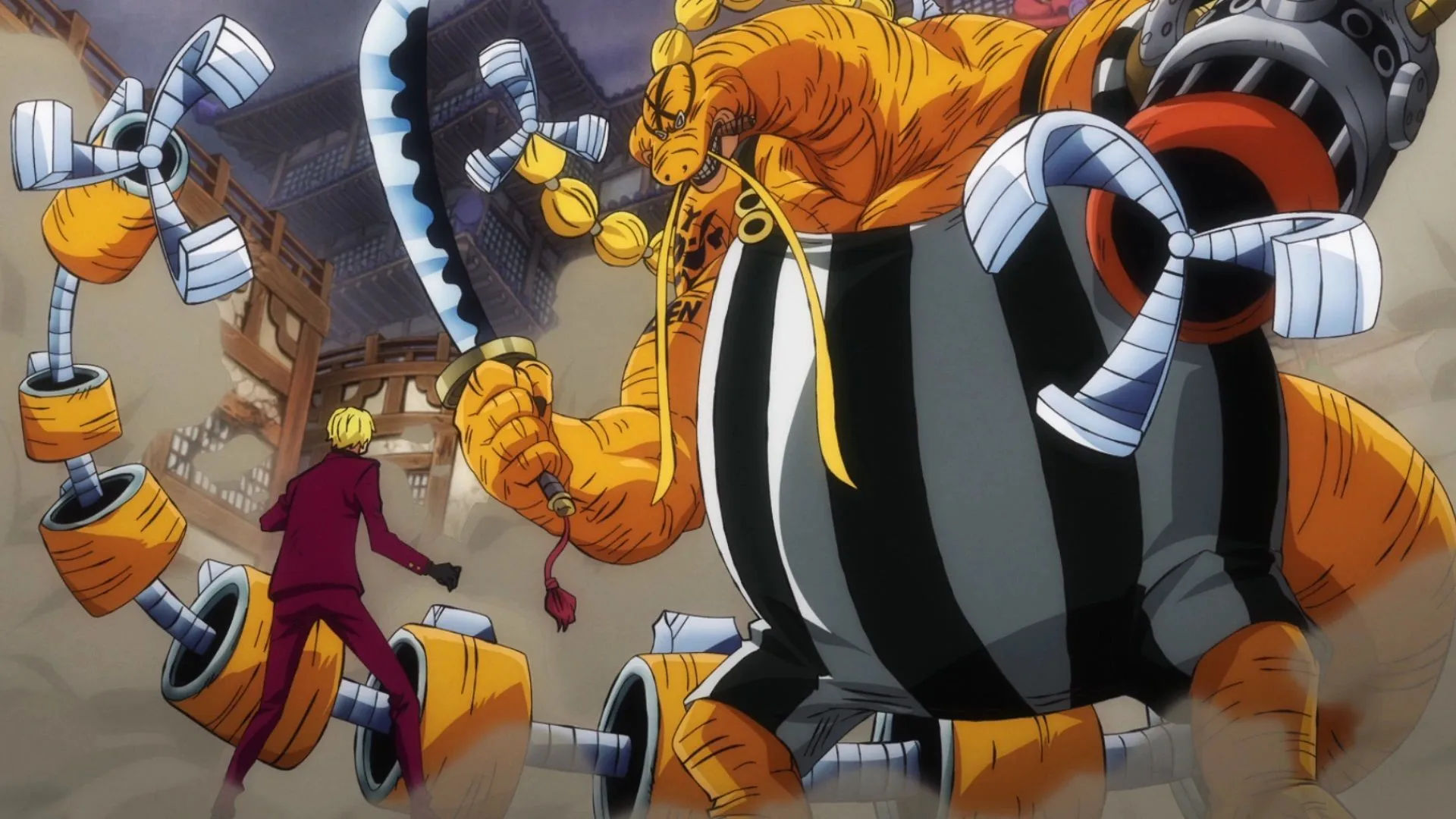 Sanji confrontando Queen no anime One Piece (Imagem via Toei Animation, One Piece)