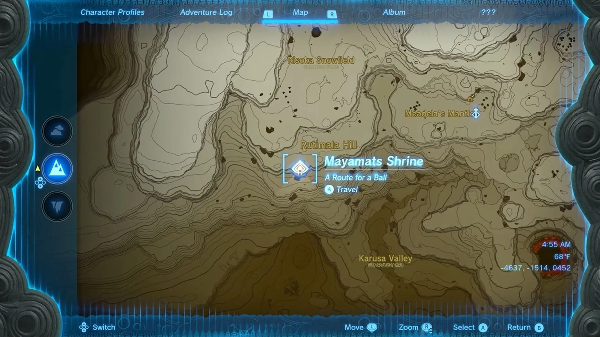 Posizione del santuario di Mayamats in The Legend of Zelda Tears of The Kingdom (Immagine tramite Nintendo)
