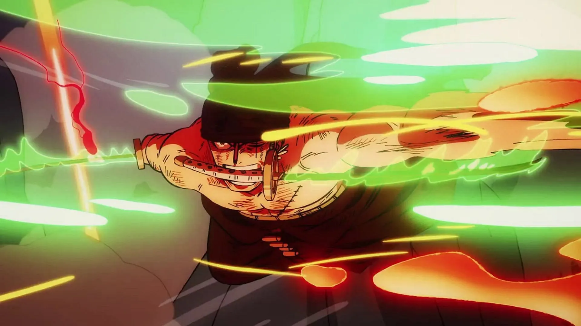 Zoro nel raid Onigashima di One Piece (Immagine via Toei Animation, One Piece)