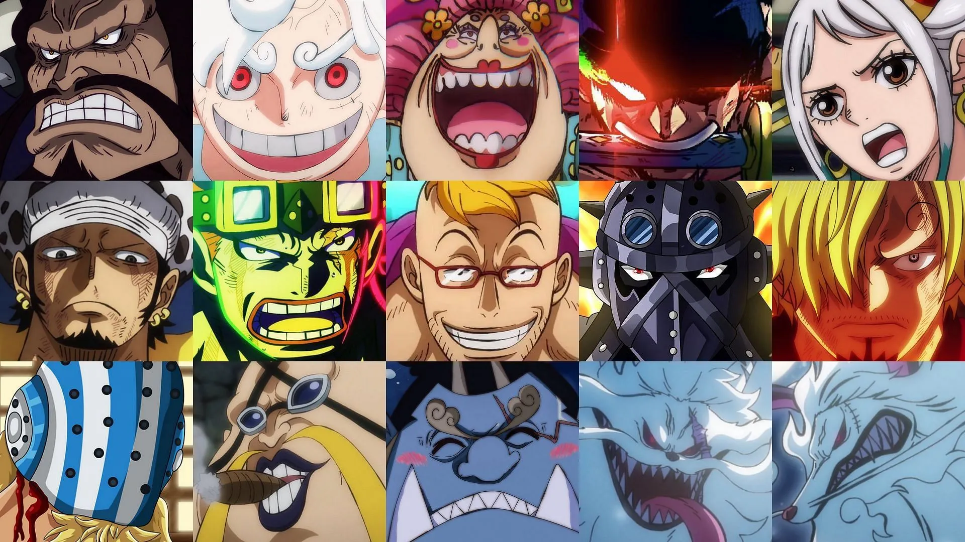 I combattenti più potenti coinvolti nella battaglia su Onigashima (Immagine via Toei Animation, One Piece)