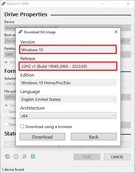 Rufus-windows 10 ISO downloaden