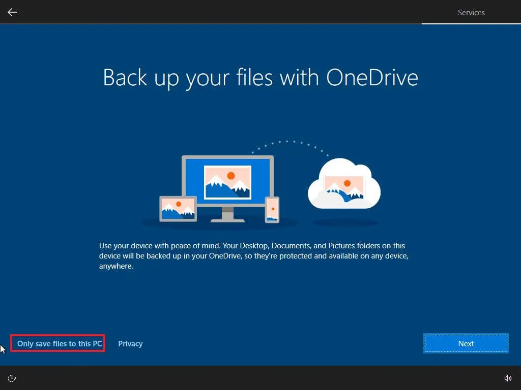 OOBE OneDrive-installatie