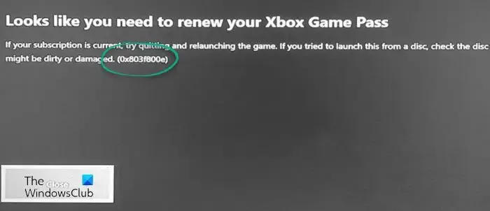 Erro do Xbox One 0x803f800e