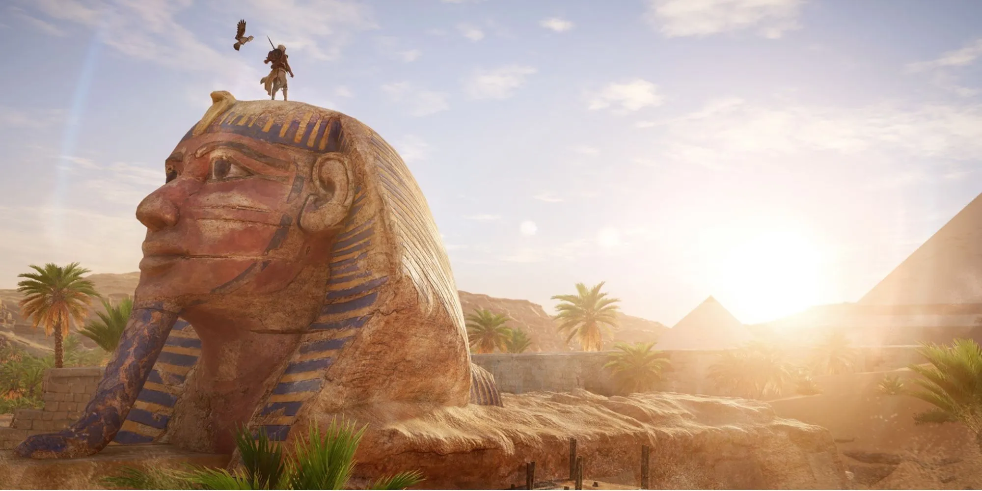 Популярные игры в Steam — Assassin’s Creed Origins — Игрок наблюдает за восходом солнца