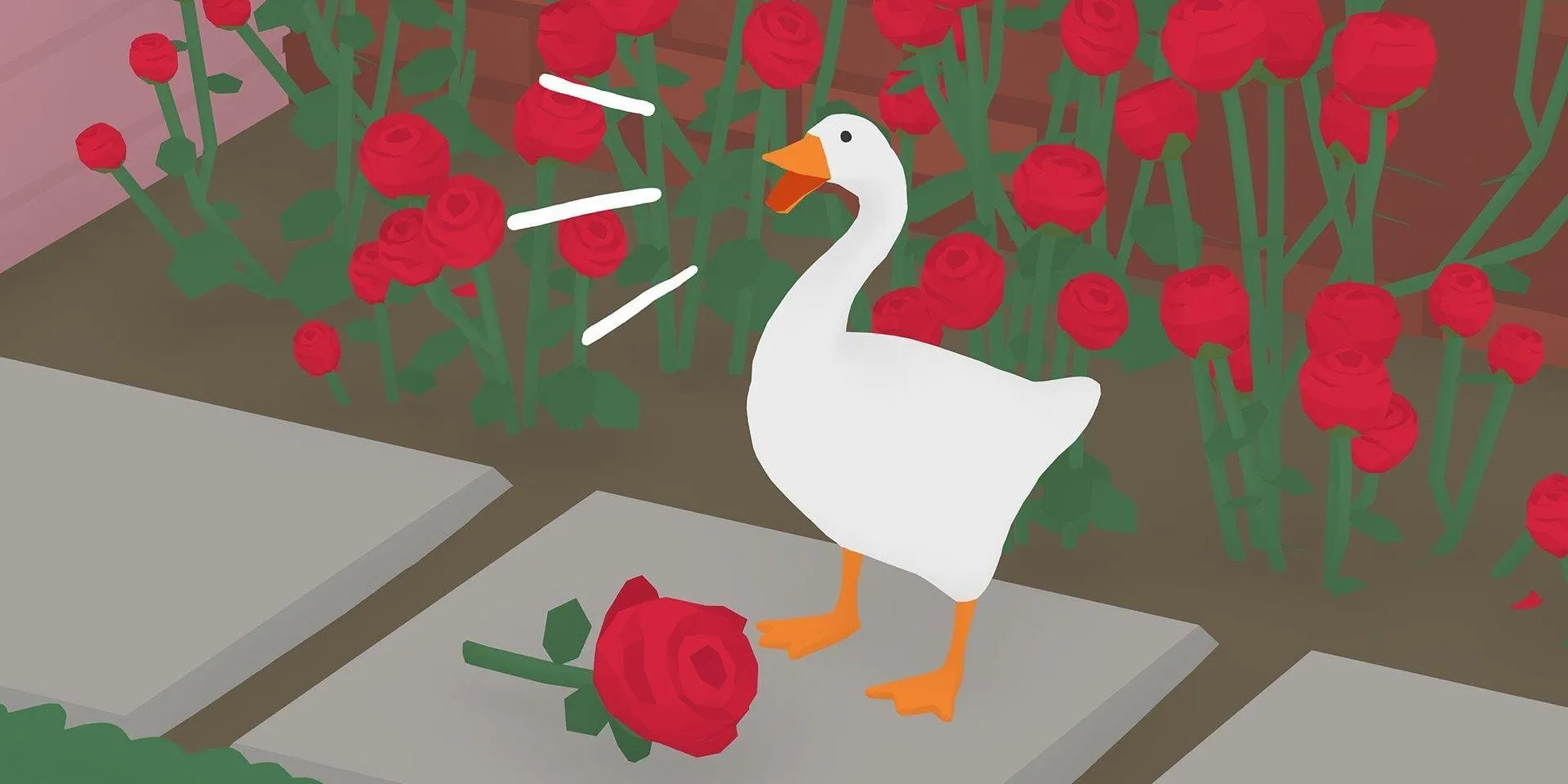 Гусь с розой в Untitled Goose Game.