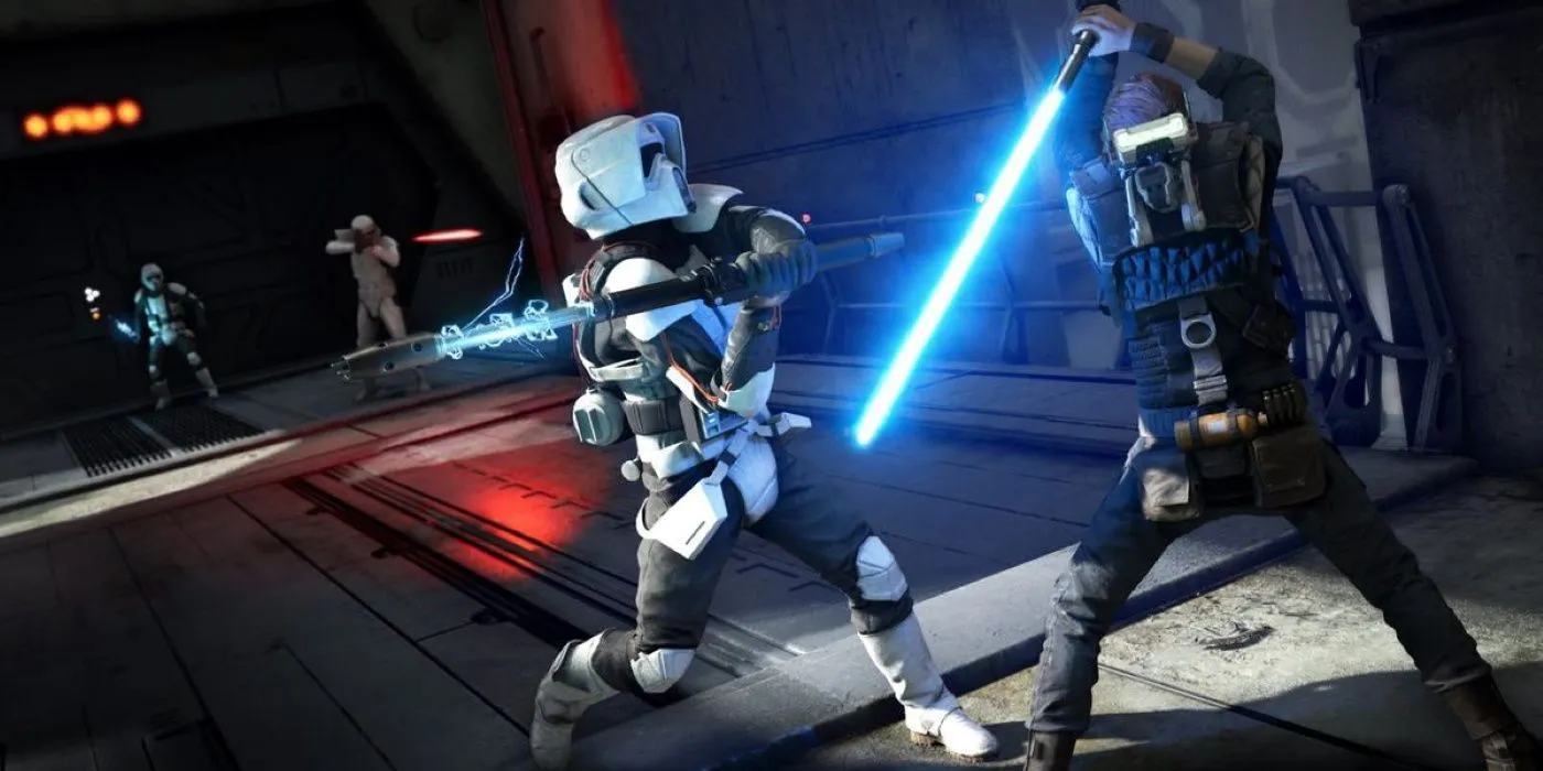 Star Wars Jedi Fallen Order Stormtroopers com sabre de luz
