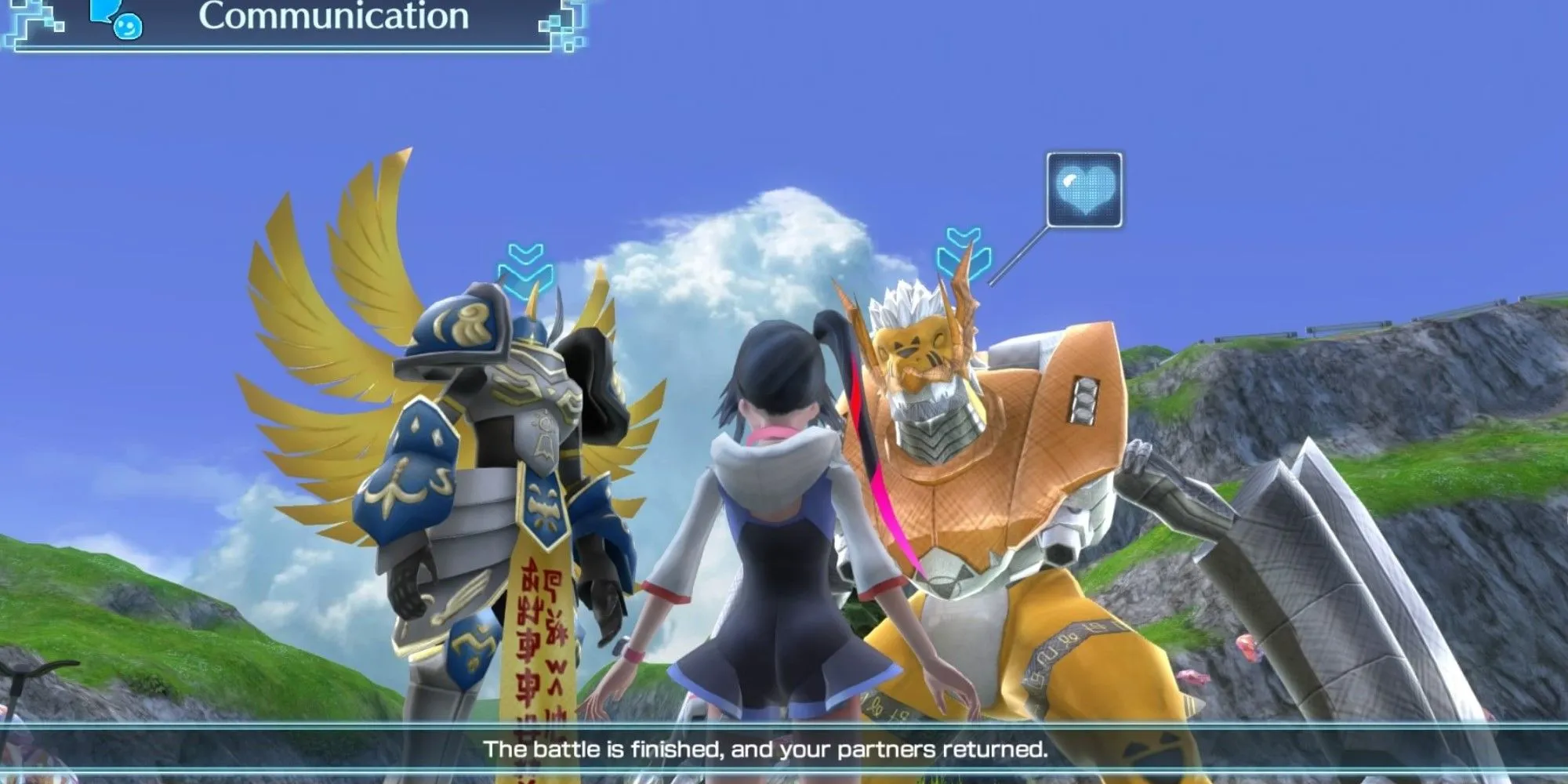 Digimon World Next Order communiceert met partner Digimon na het gevecht