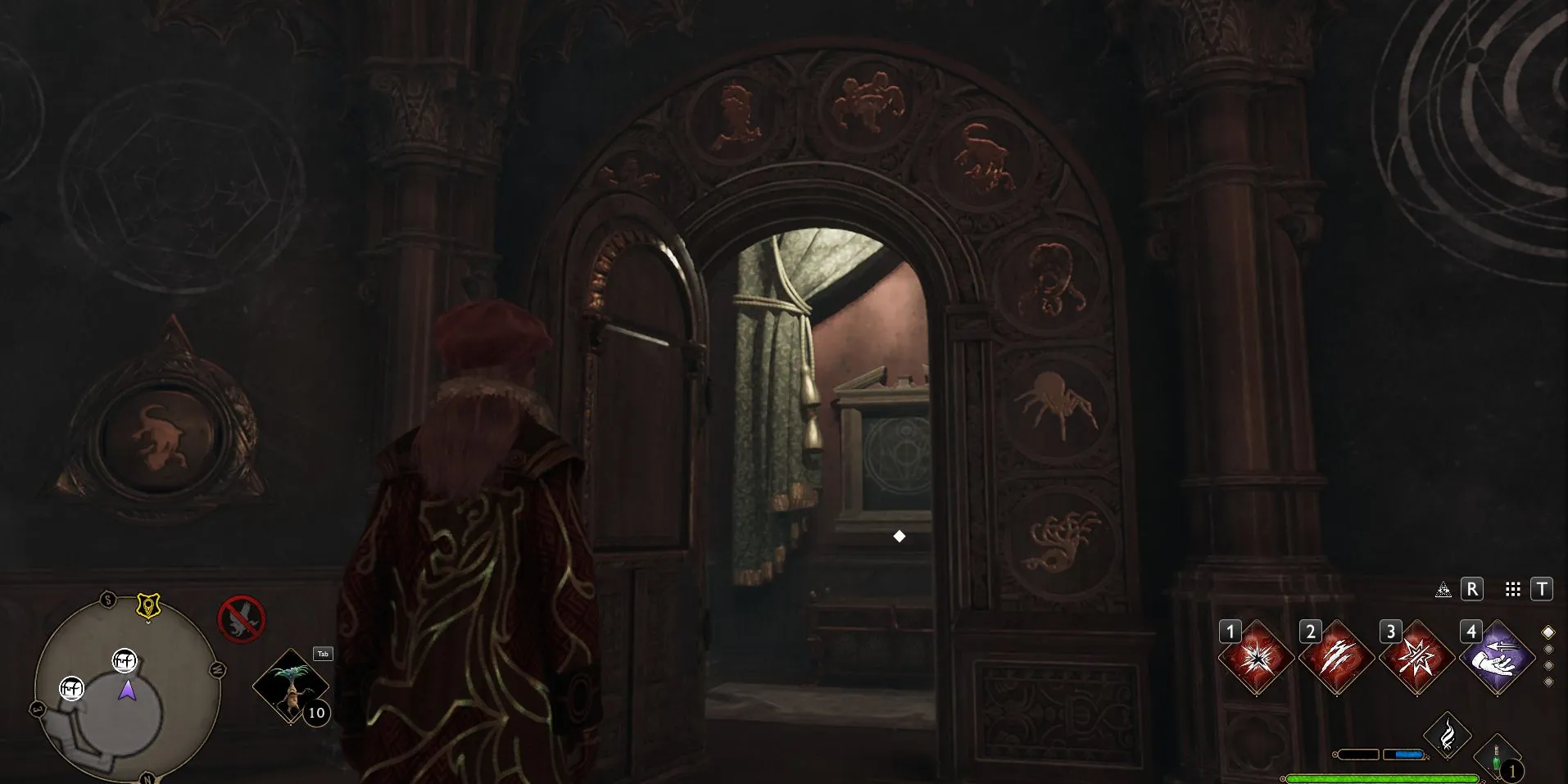 Immagine della prima porta dei dadi del puzzle nell'Aula di Aritmanzia in Hogwarts Legacy.