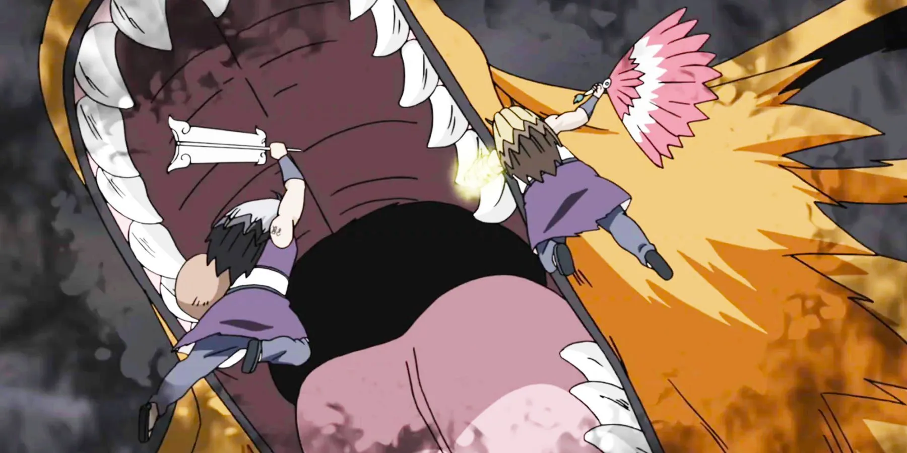 Naruto Kinkaku en Ginkaku opgeslokt door negen staarten
