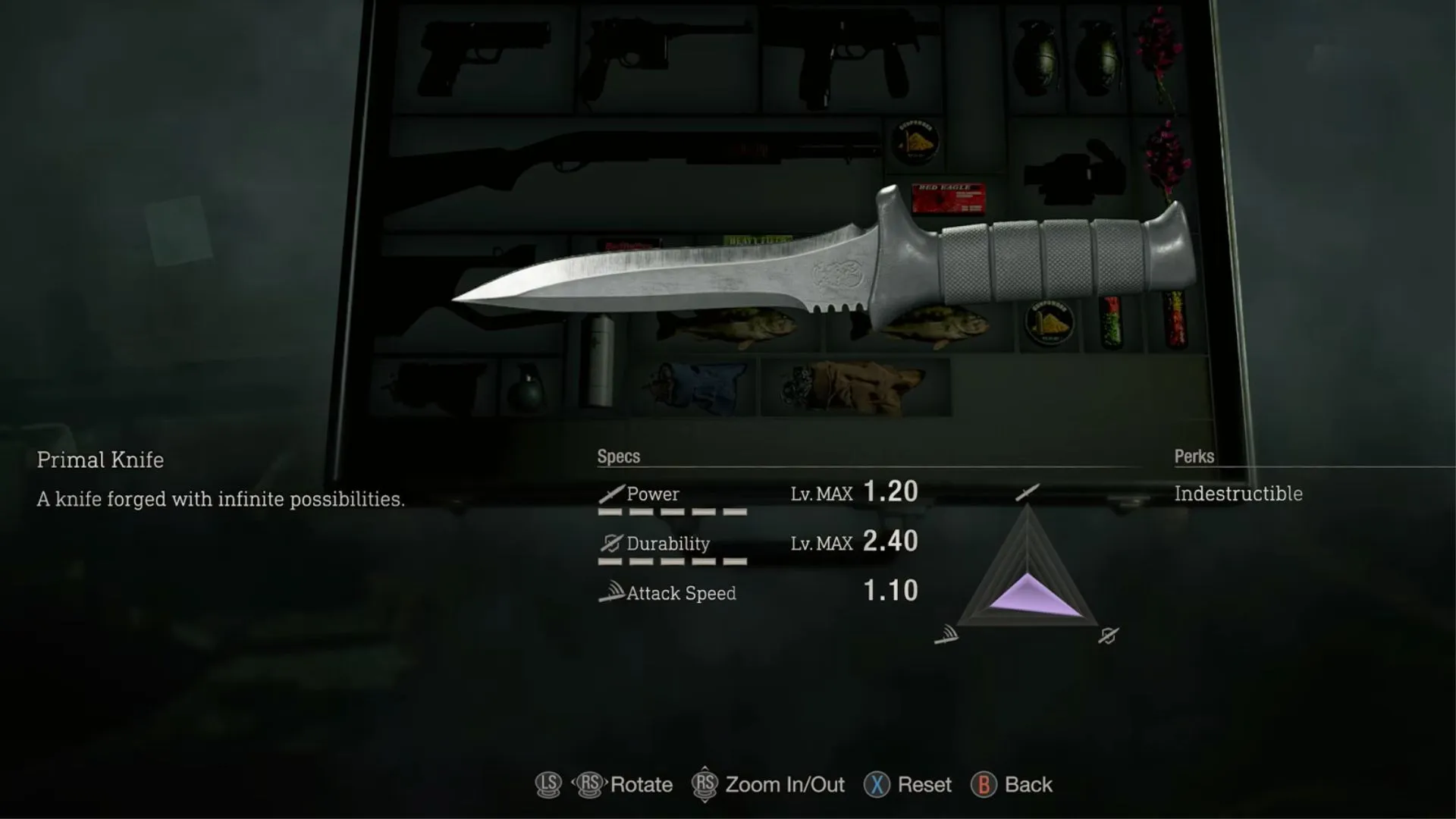 imagem mostrando o prêmio por destruir todos os 16 castelões mecânicos no remake de Resident Evil 4.