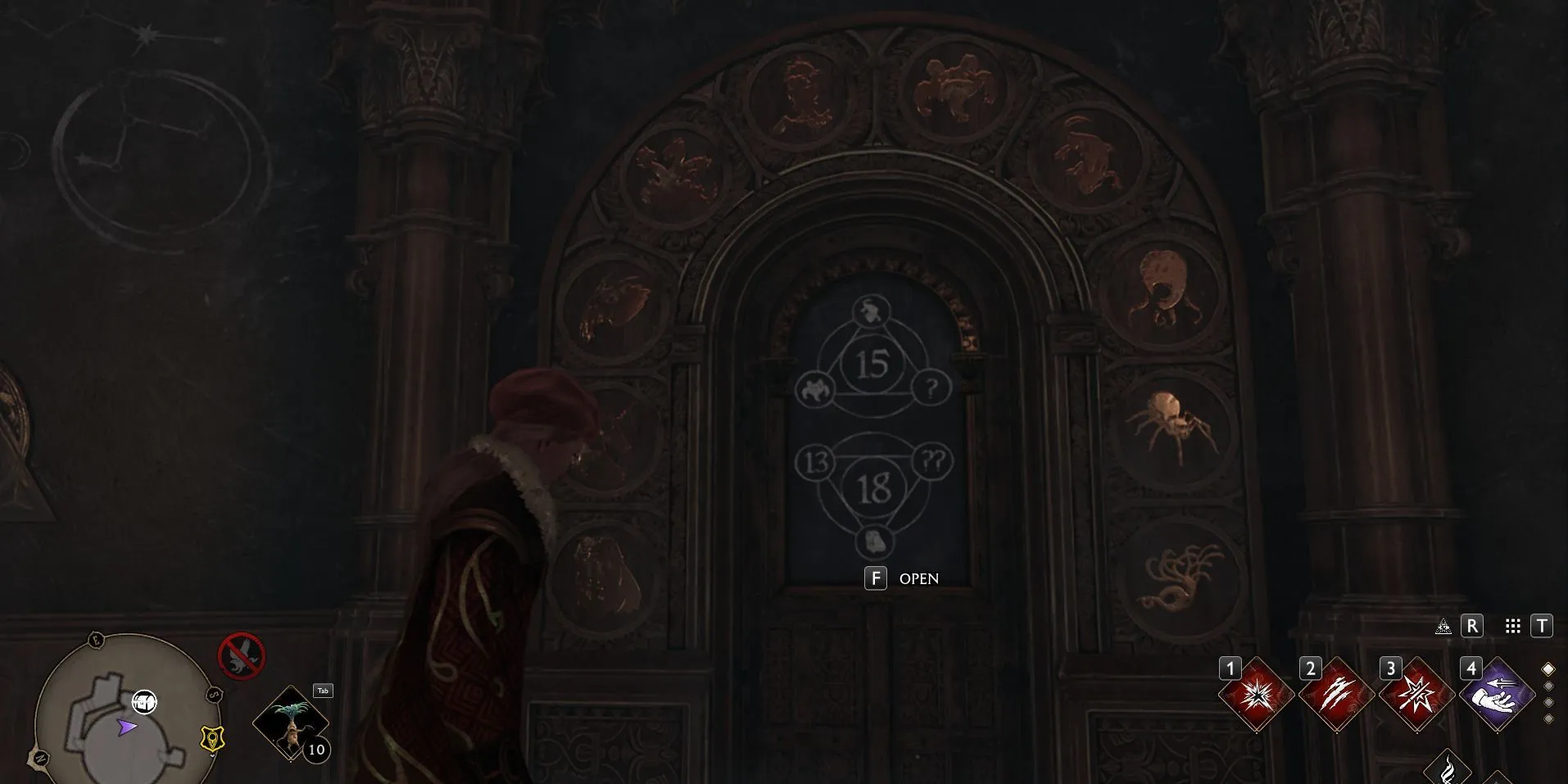 Immagine della seconda porta dei dadi nell'aula di aritmanzia in Hogwarts Legacy.