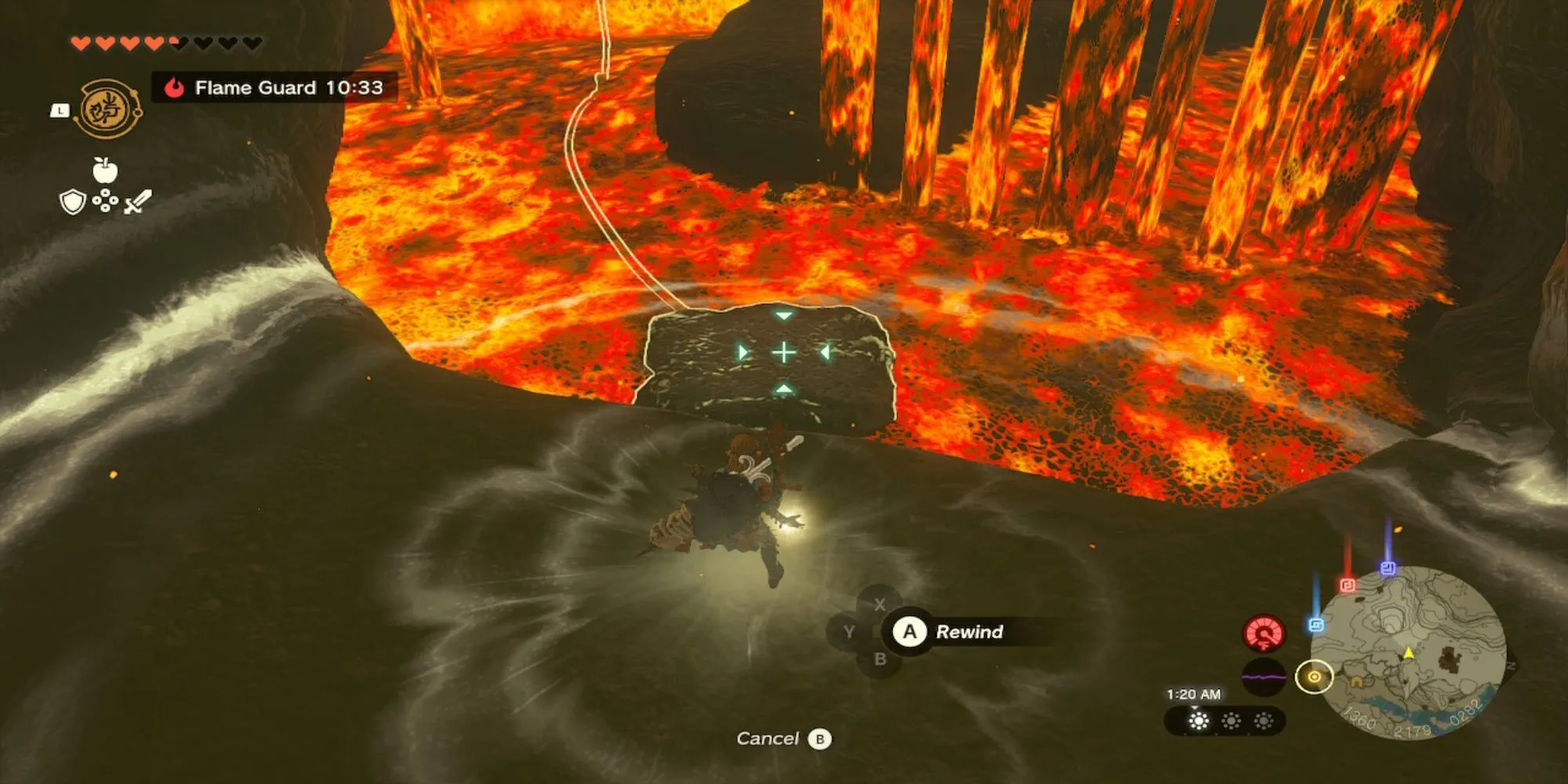 The Legend of Zelda Tears of the Kingdom Terugspoelen op lava