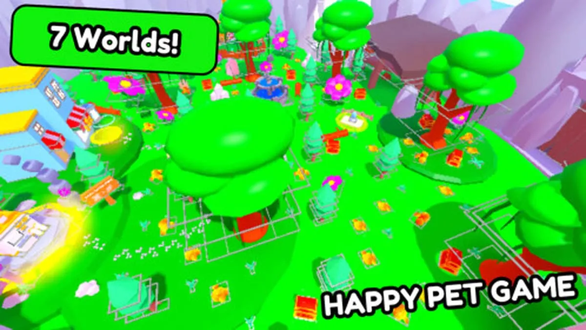 Colorful landscape with pets in Roblox
