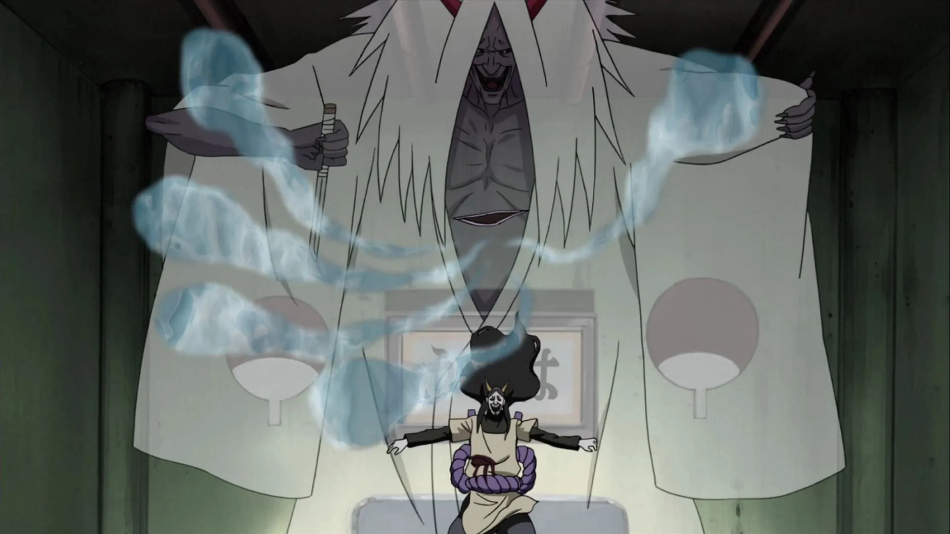 Orochimaru libera le anime intrappolate come visto in Naruto Shippuden (Immagine tramite Studio Pierrot)