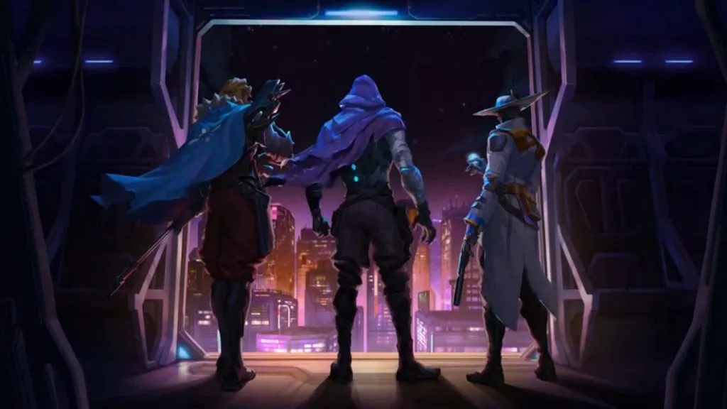 Tre agenti in piedi nel poster dell'episodio 8 di Valorant