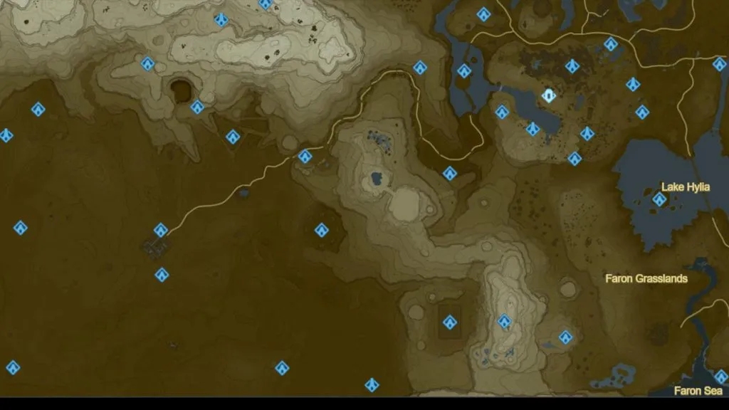 Desierto de Gerudo en el mapa de zelda botw.