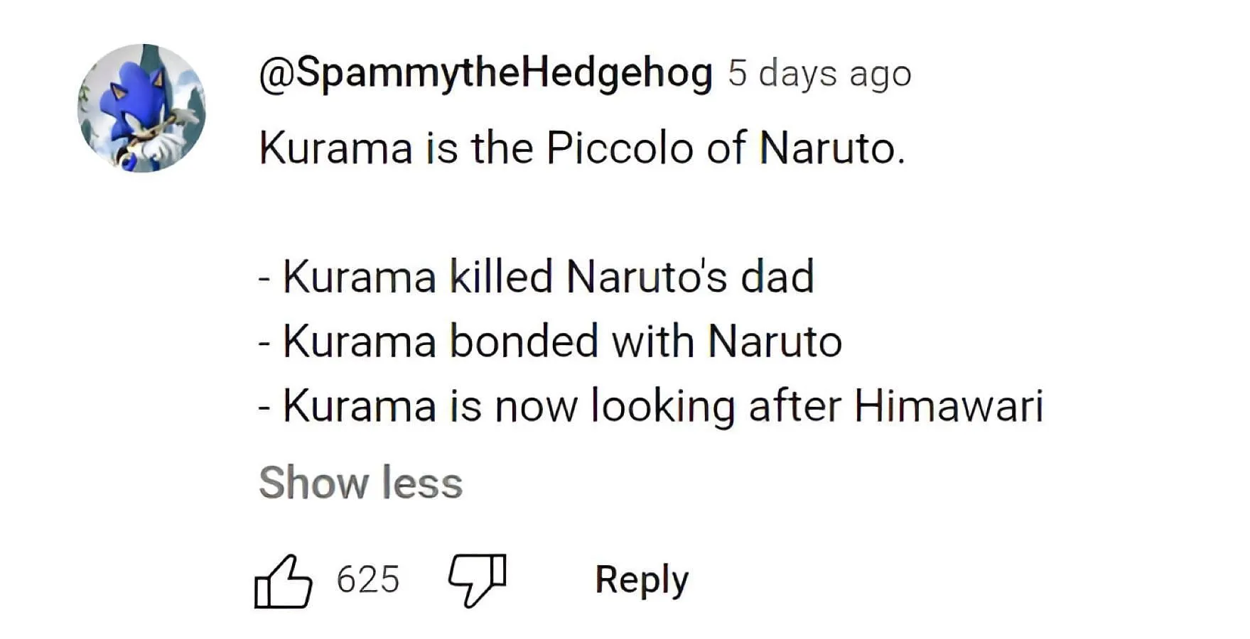 Fan comparing Kurama to Piccolo from the Dragon Ball series (Screengrab via YouTube/NCHammer 23)