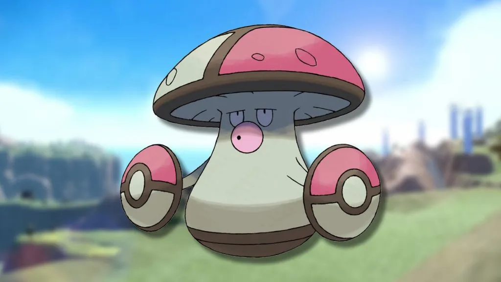 El Pokémon Amoonguss aparece sobre un fondo borroso.