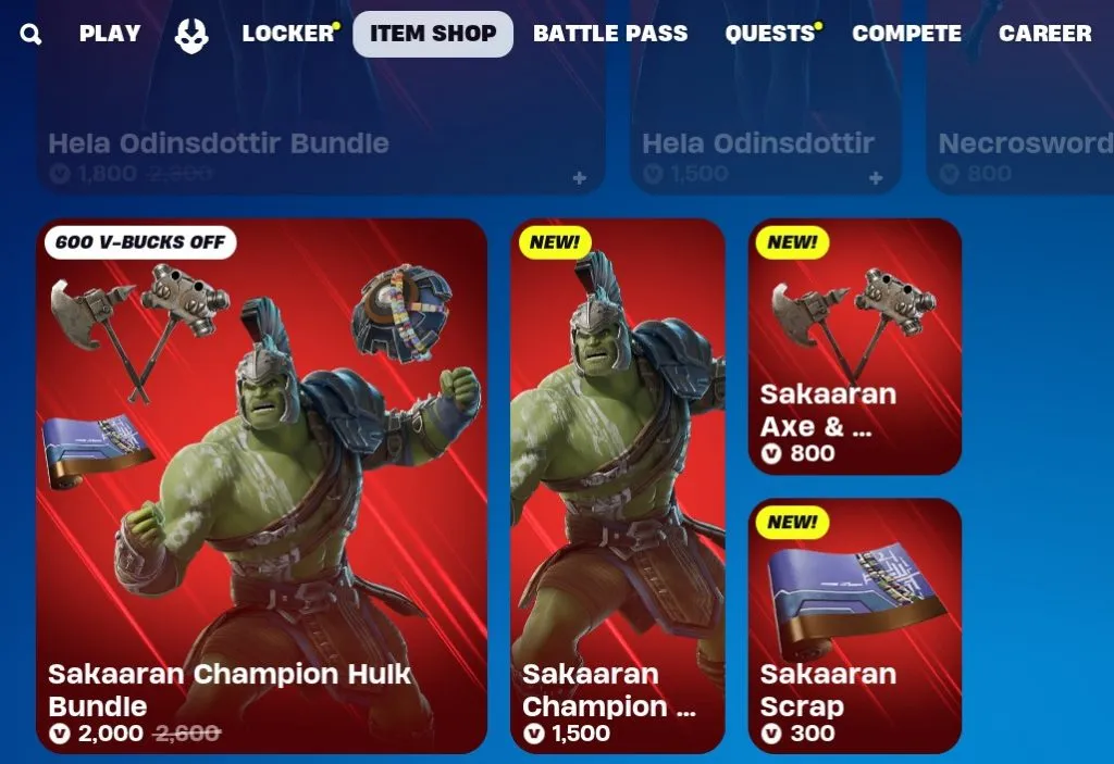 Skórka Fortnite Sakaaran Champion Hulk Thor Ragnarok