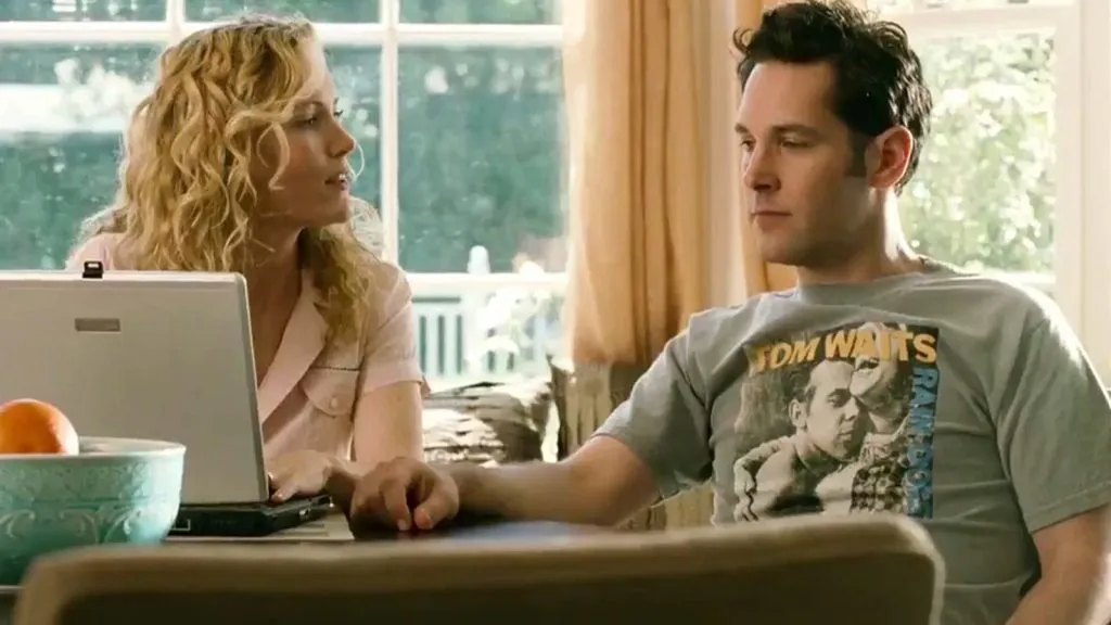 Lesley Mann and Paul Rudd, probably arguing in Knocked Up.