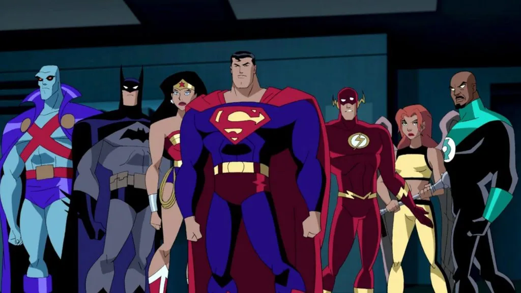 Les membres fondateurs de la Justice League se réunissent dans Justice League : Unlimited.