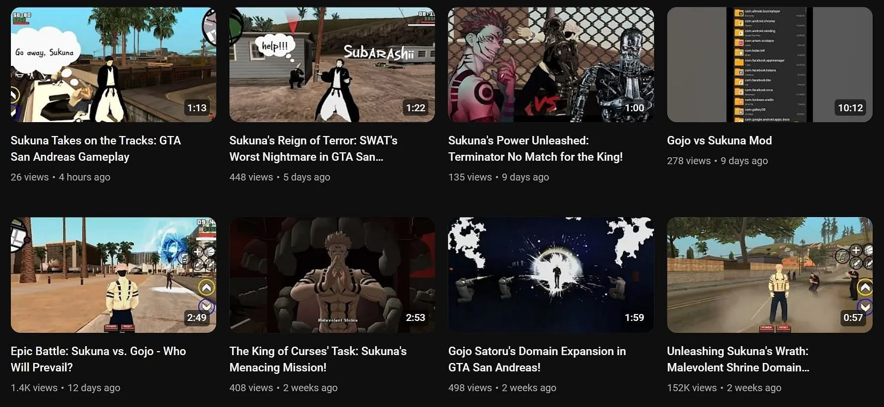 Vidéos Jujutsu Kaisen x GTA publiées par @larcsifer sur YouTube (Image via YouTube/@larcsifer)