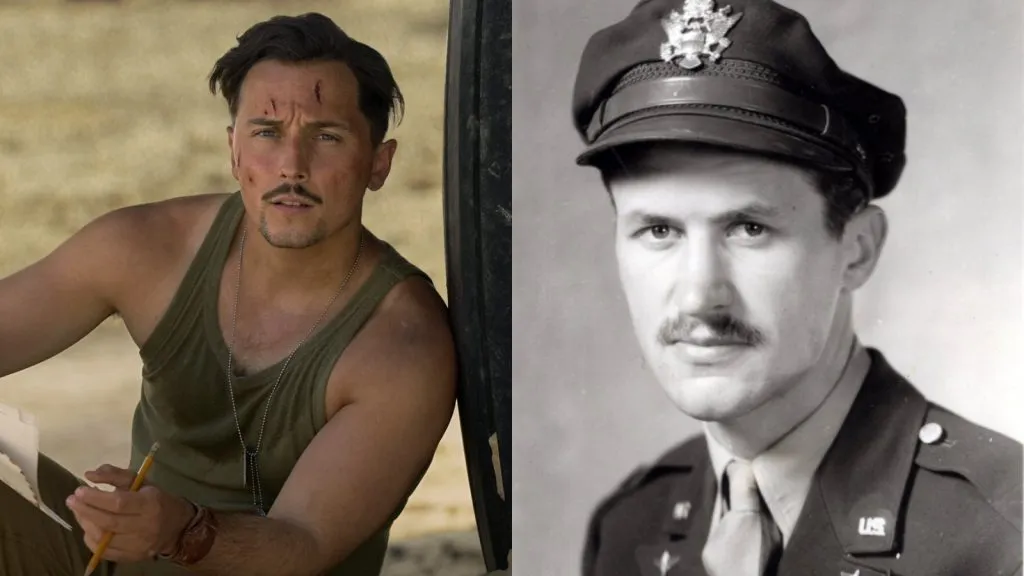 Elliot Warren as James Douglass in Masters of the Air and the real-life man