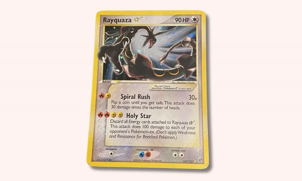 Tarjeta Pokémon Rayquaza Gold Star Holo Ex Deoxys.